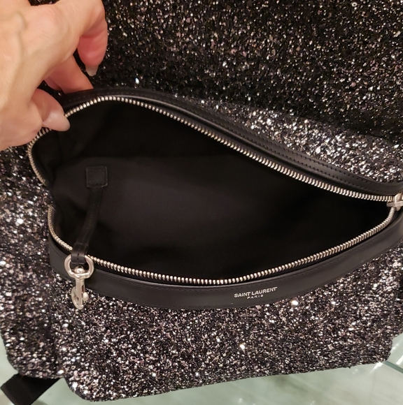 NWOT-  Saint Laurent City Glitter Backpack - Picture 14 of 16